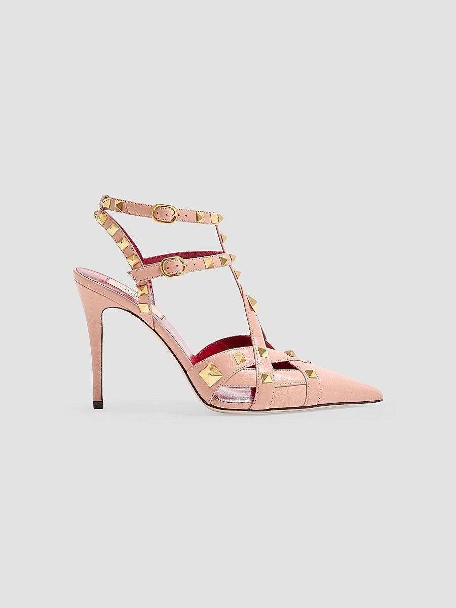 Valentino Women's Studdy 100MM Kidskin Pumps - Pink - Size 12