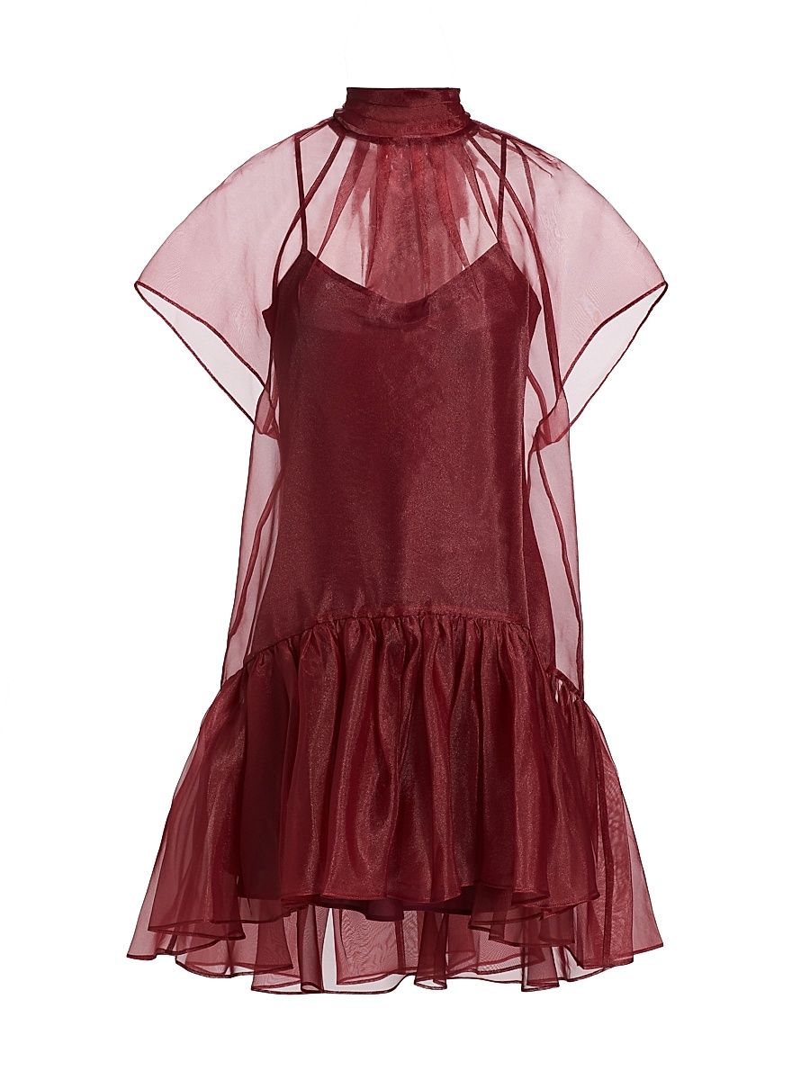 Women's Beaux Tiered Minidress - Oxblood - Size 4