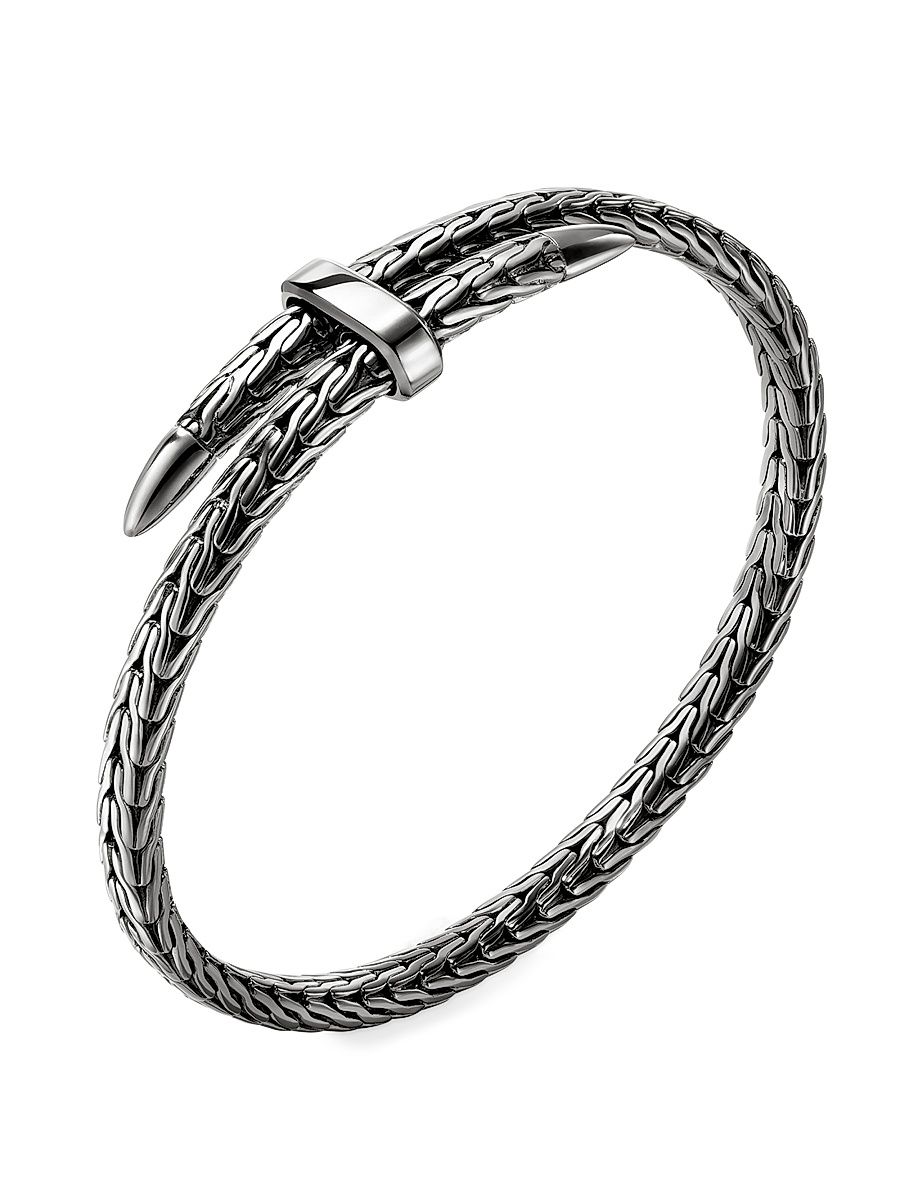 Men's Spear Flex Cuff Sterling Silver Bracelet - Dark Silver - Size Medium
