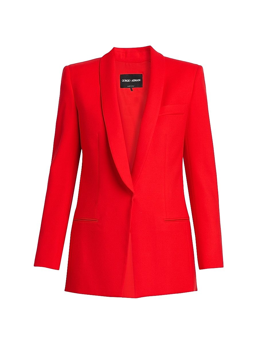 Women's Shawl Lapel Virgin Wool Blazer - Geranium - Size 14