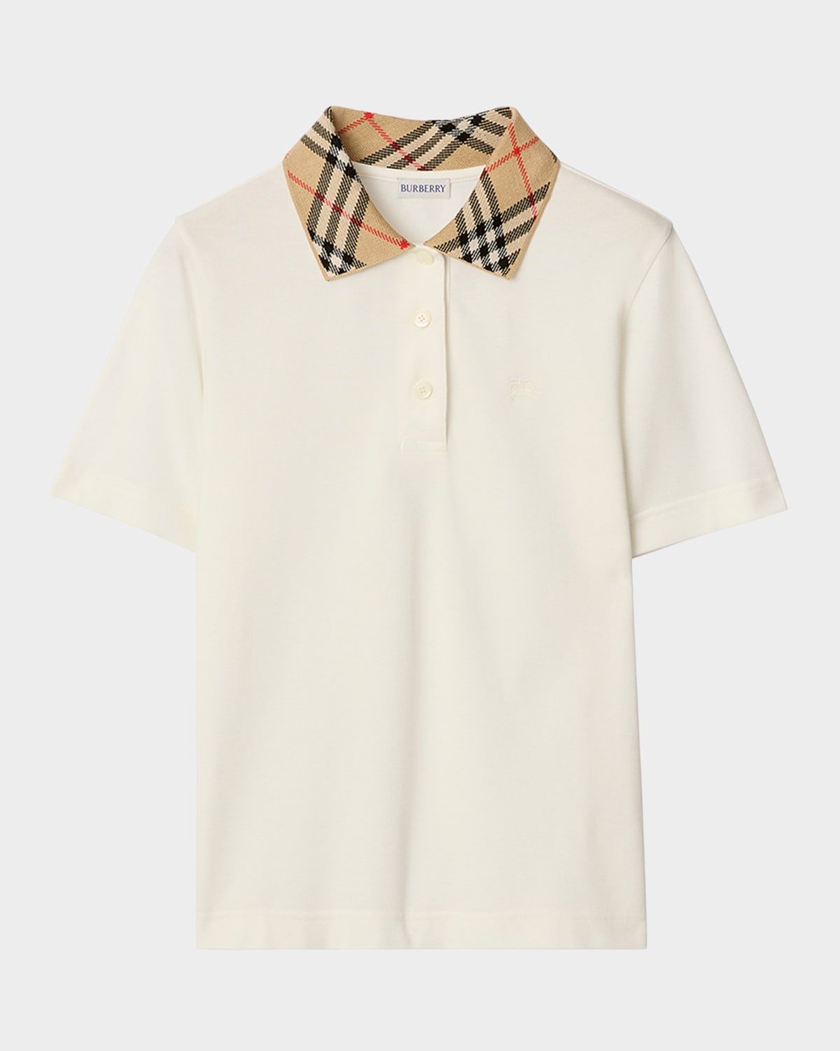 Imogen Check Collar Short-Sleeve Polo Shirt
