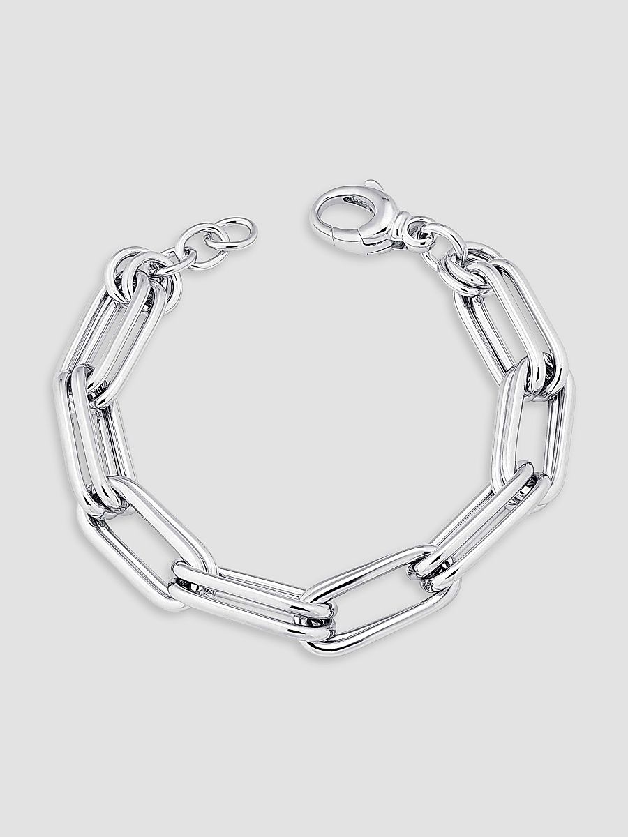 Women's Double it Paperclip Bracelet in Sterling Silver - Silver - Size 7.5