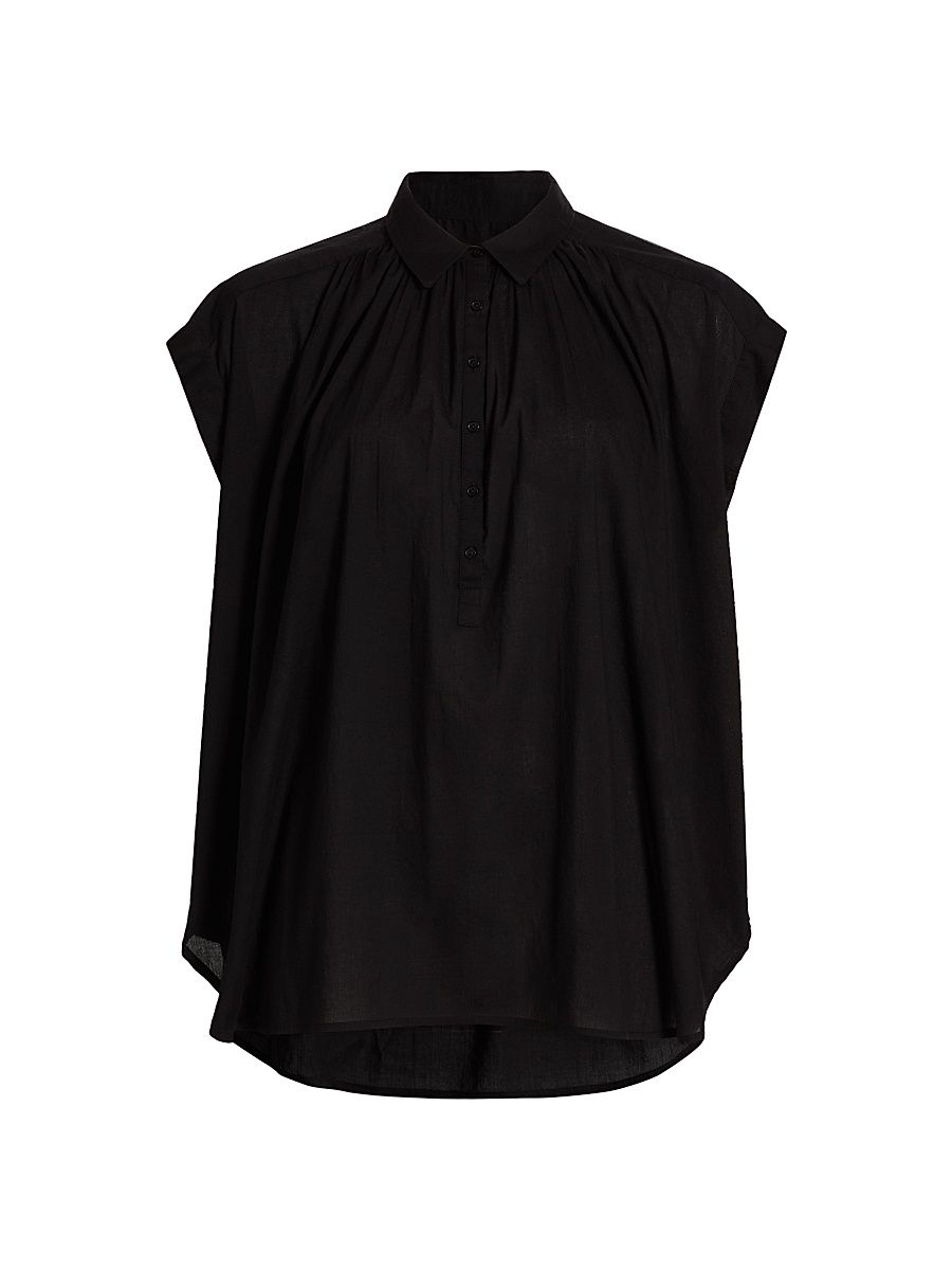 Women's Normandy Pleated Blouse - Black - Size Large