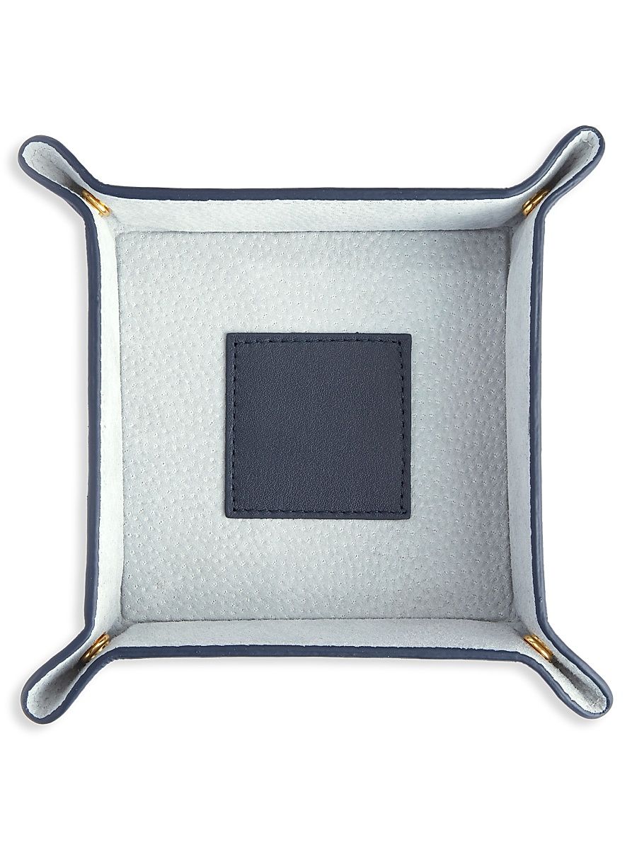 Royce New York Suede-Lined Leather Catchall Valet Tray - Tan