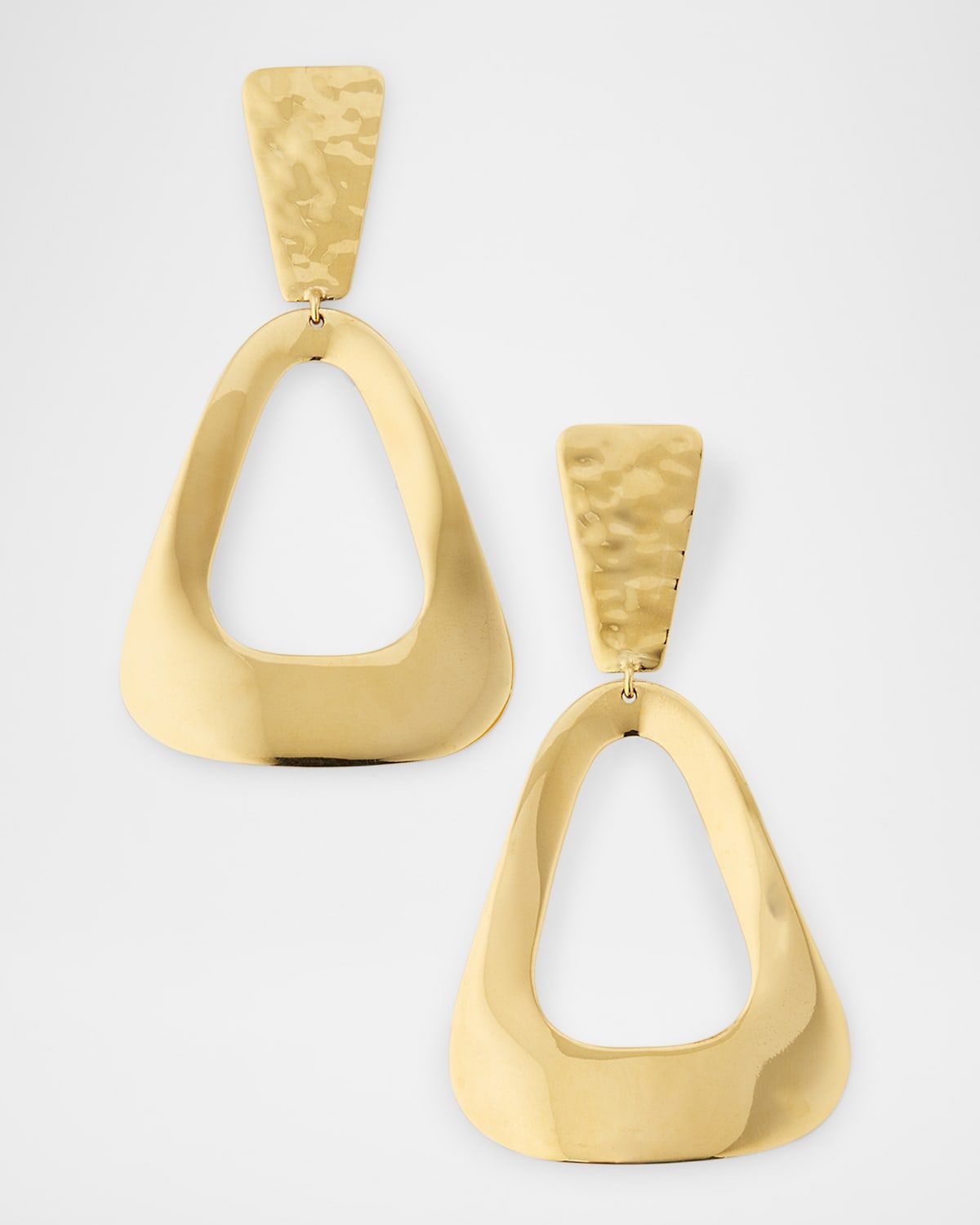 18K Classico Mixed-Texture Open Disc Post Earrings