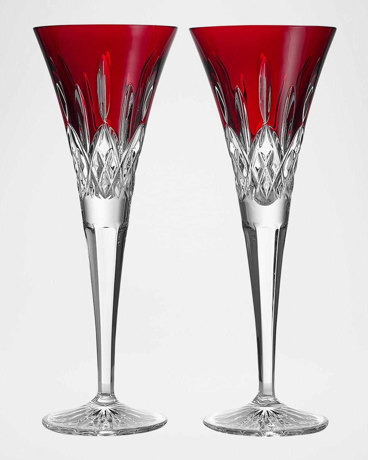Lismore Red 5.5 oz. Toasting Flutes, Set of 2