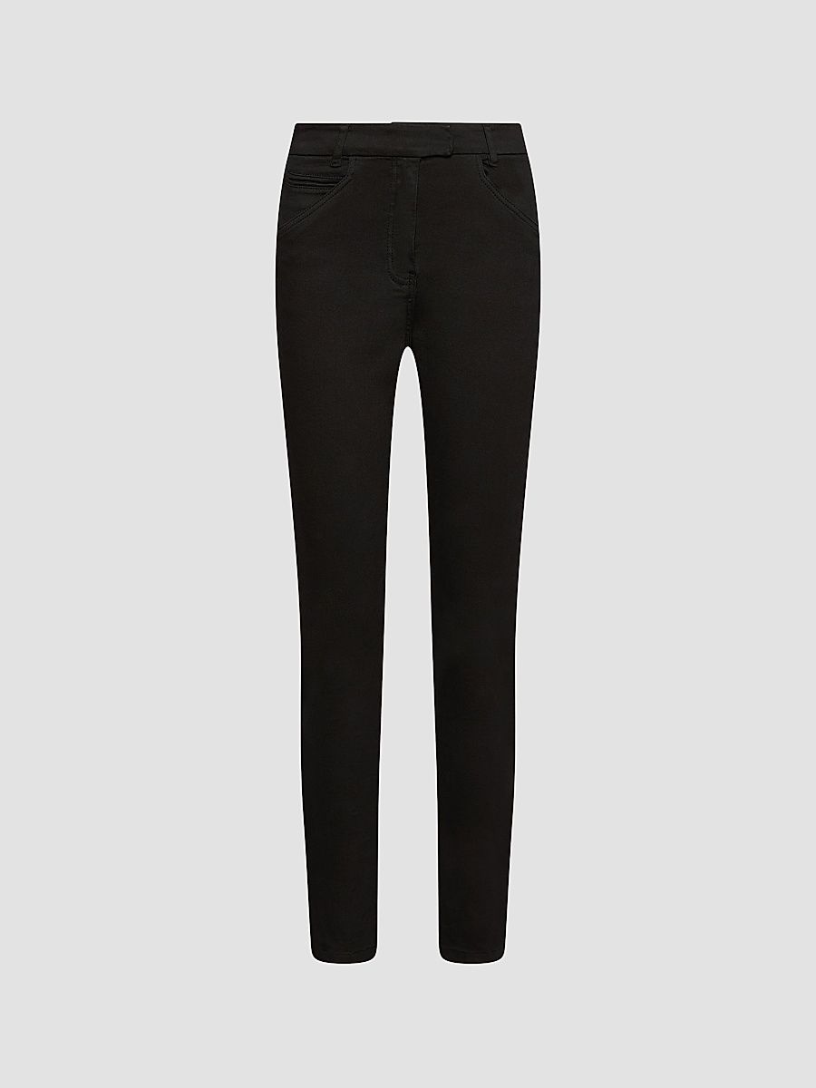 Women's Skinny Stretch Cotton Trousers - Black - Size 12