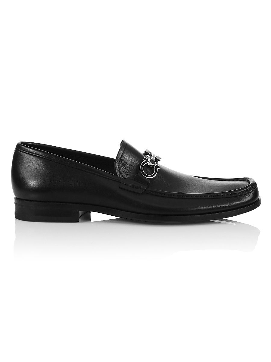 Men's Chris Horse-Bit Leather Loafers - Nero - Size 11.5