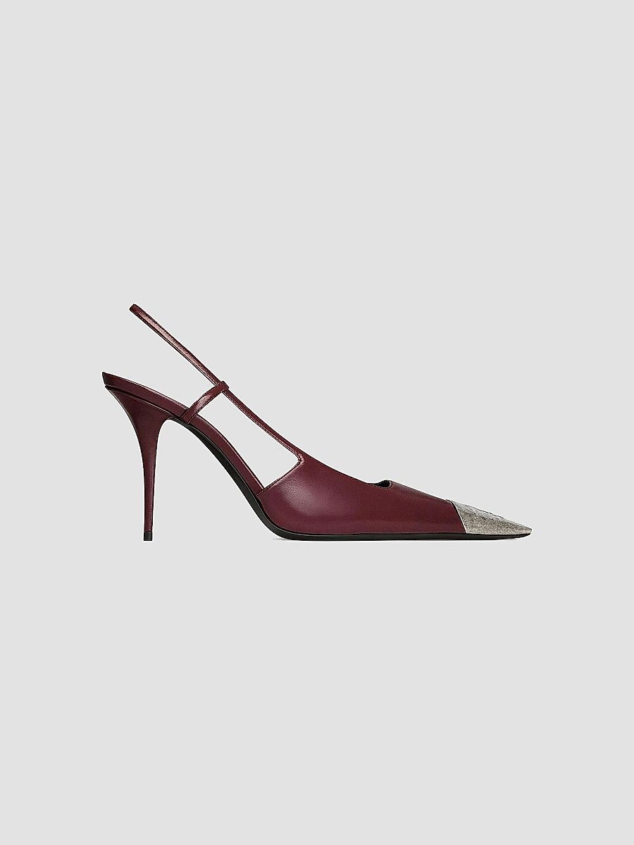 Saint Laurent Women's Jeanne Slingback Pumps in Smooth Leather - Vintage Bordeaux - Size 11