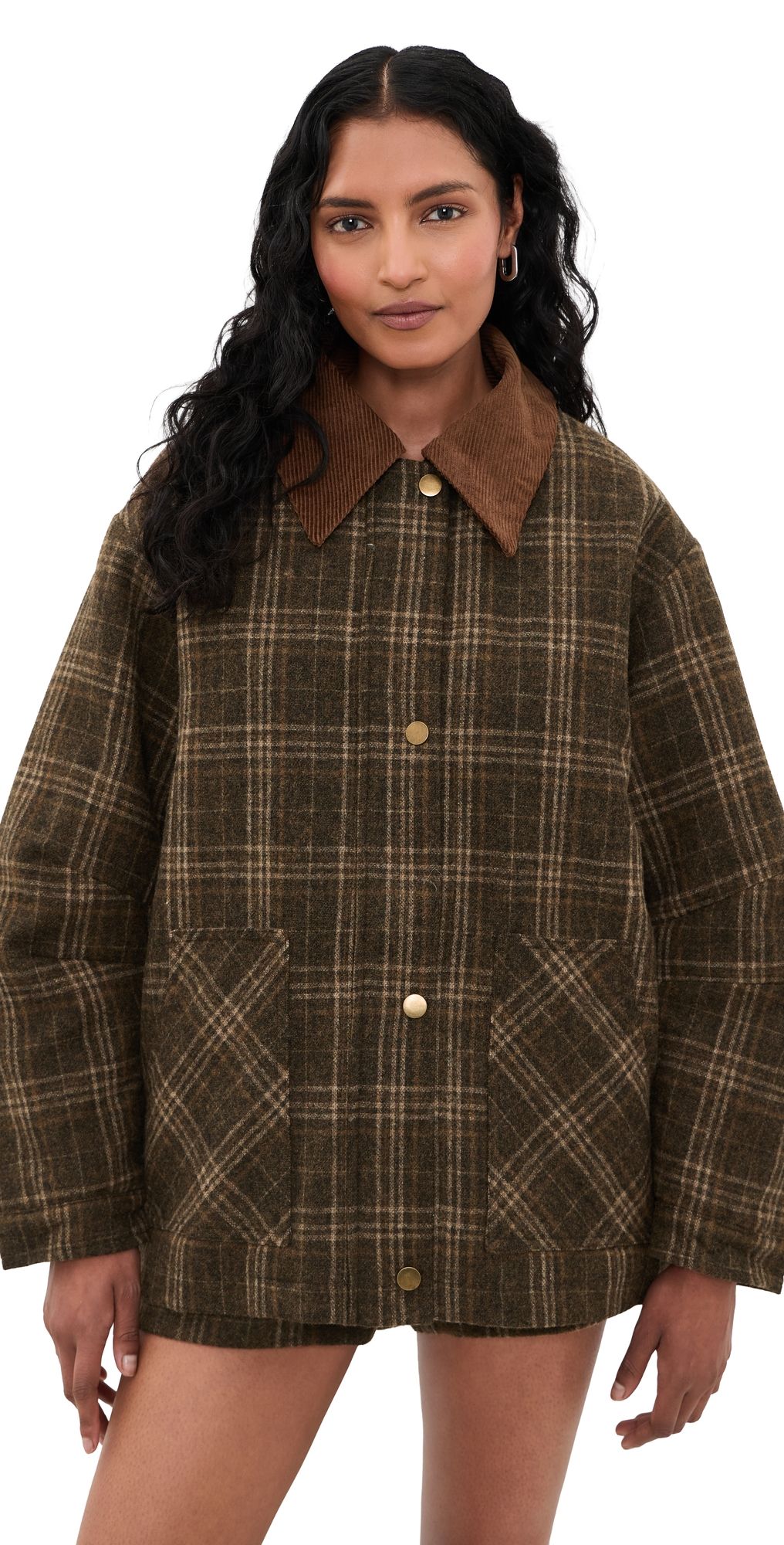 ASTR the Label Shae Jacket Brown Plaid L