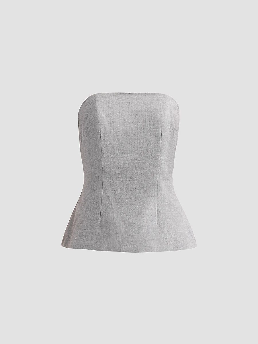 Women's Nessa Strapless Peplum Top - Light Grey - Size Medium
