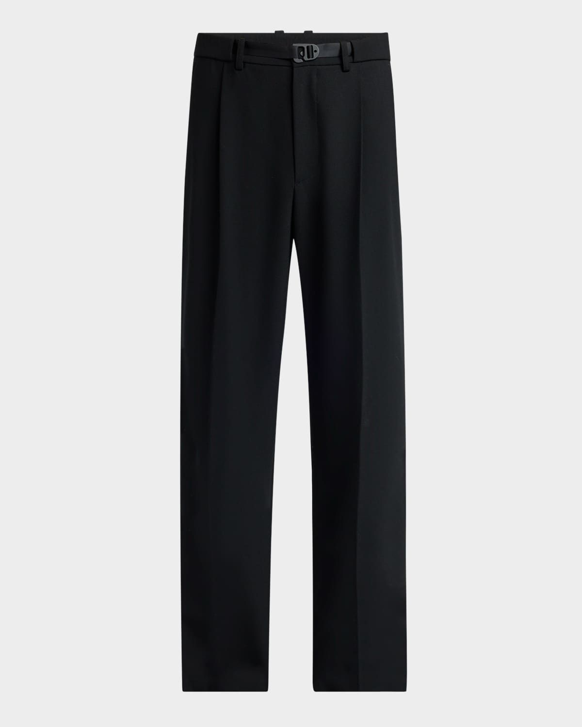Men & apos;s Matte Black Belted Twill Trousers