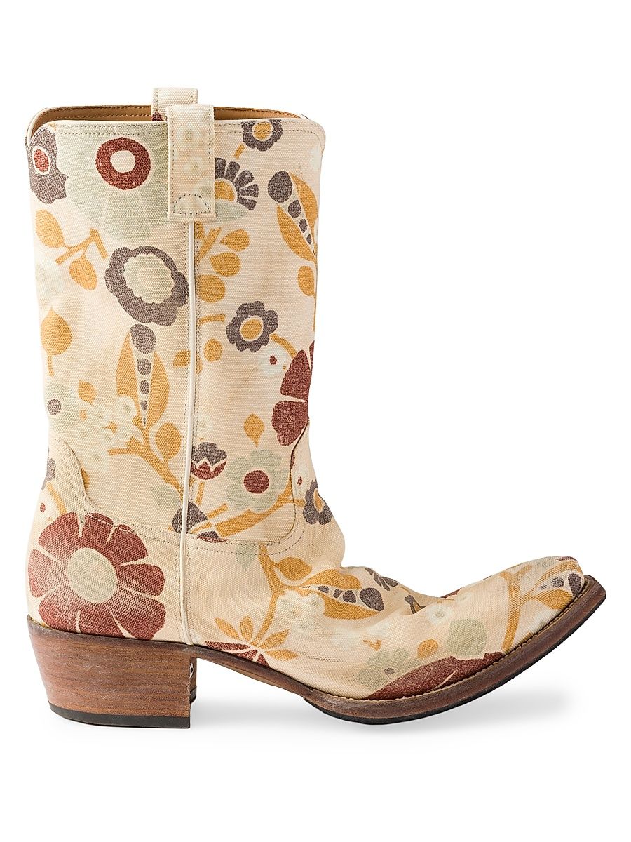 Men's Printed Fabric Boots - Beige Khaki - Size 12