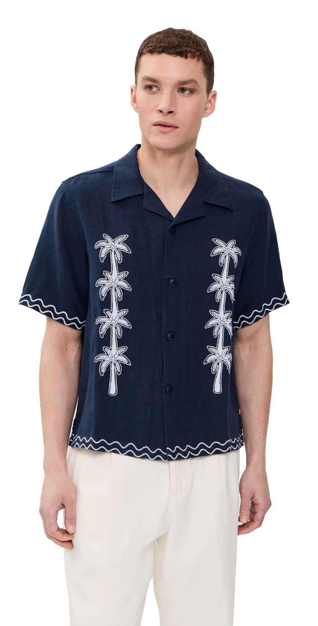 Far Afield Veloso Flock Palm Shirt Blue S