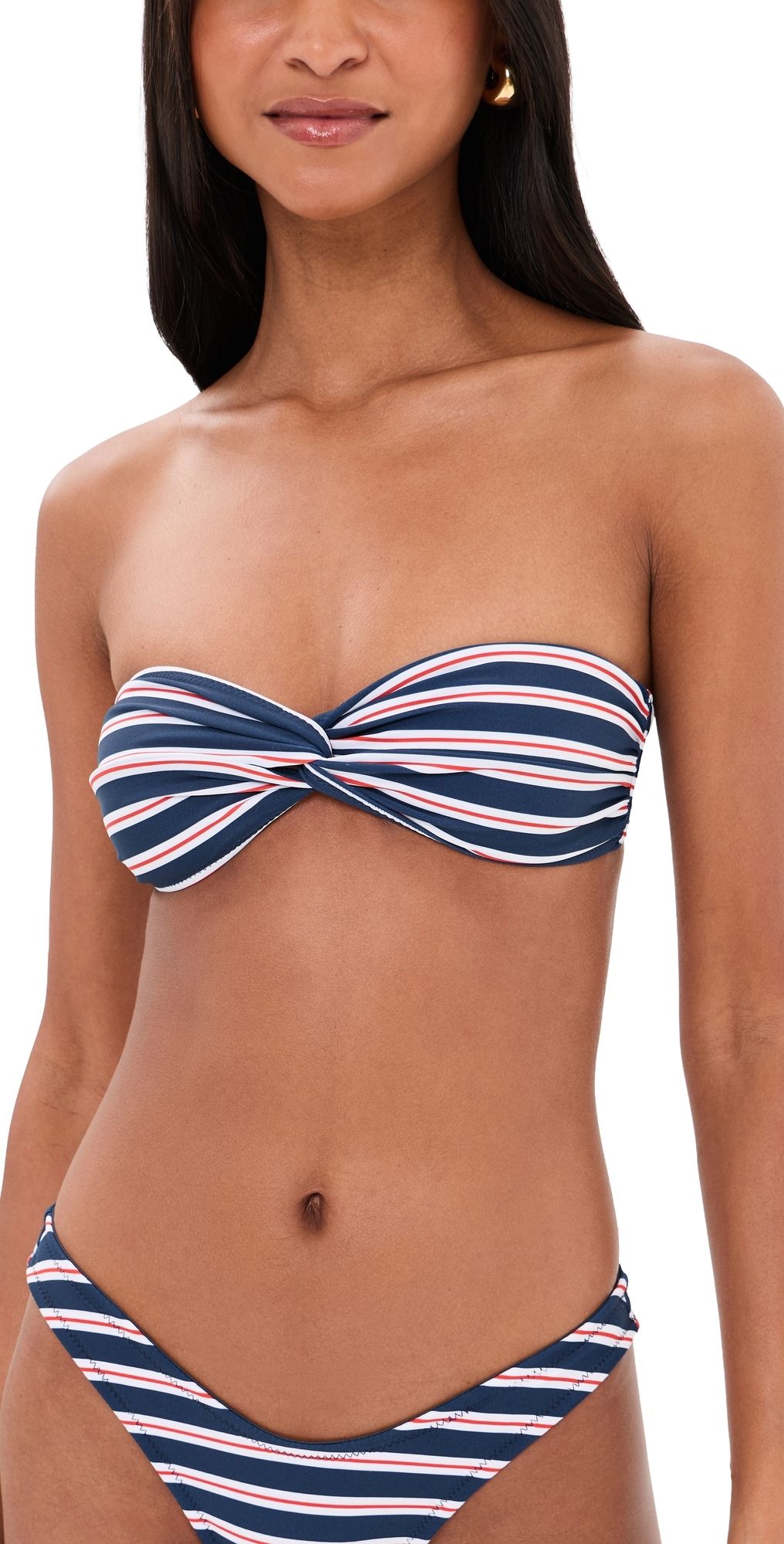 Lioness Bisous Bandeau Bikini Top Navy Stripe XL