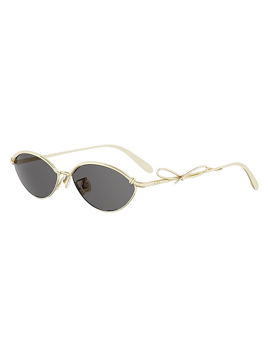 Women's Dior Bow R1U 55MM Oval Sunglasses - Shiny Gold Smoke