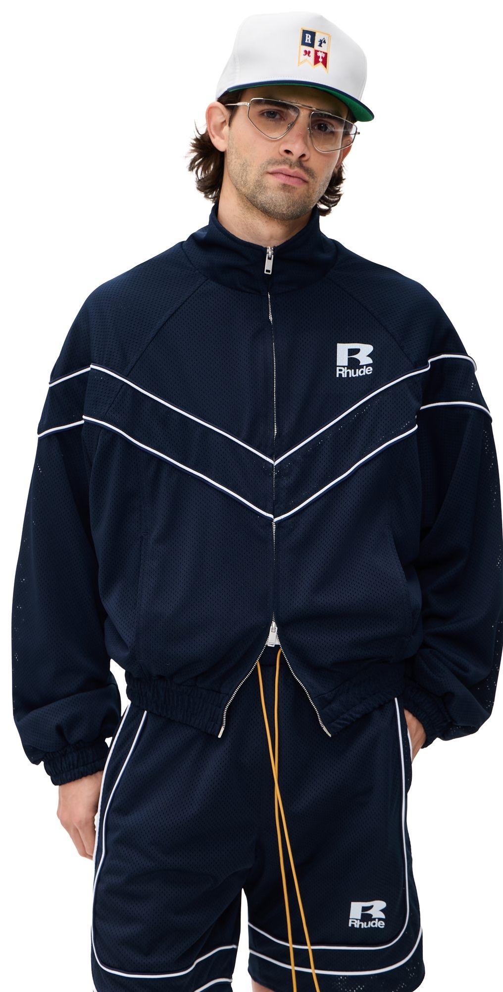 Rhude Mesh Piping Raglan Track Jacket Navy / White XL