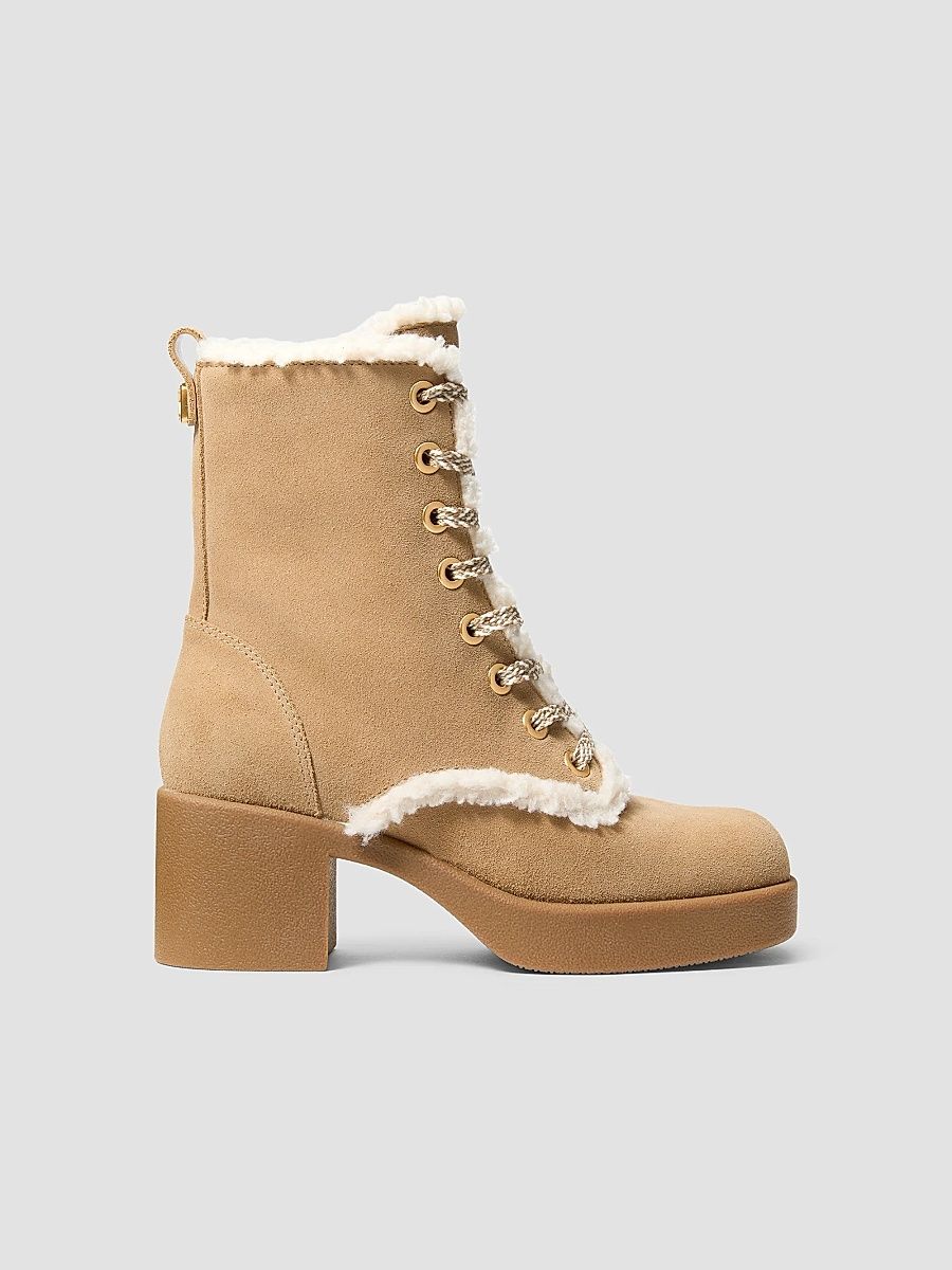 MICHAEL Michael Kors Women's Bryant Suede Lace-Up Boots - Burnt Khaki - Size 11