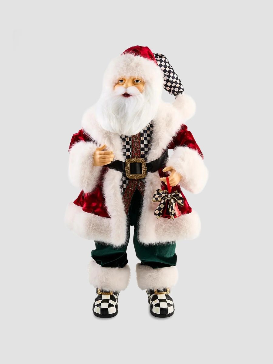 MacKenzie-Childs Animated Courtly Faux-Fur Santa Claus Figurine