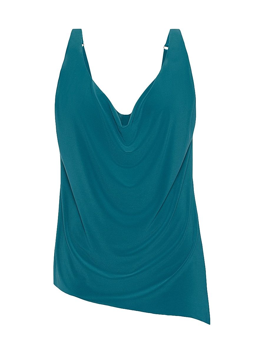 Women's Solids Tankini Top - Peacock Blue - Size 8