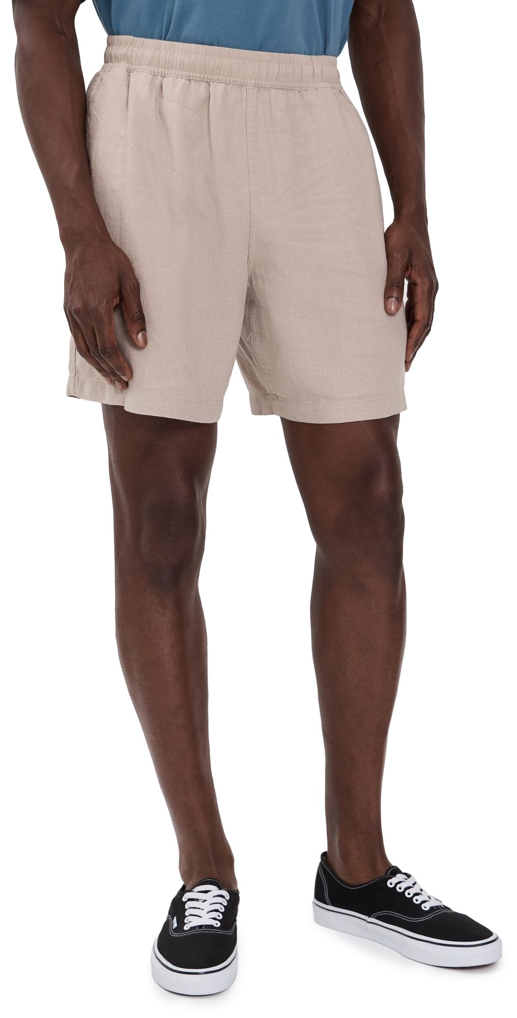 Obey Relaxed Linen Shorts 7 Oatmeal M