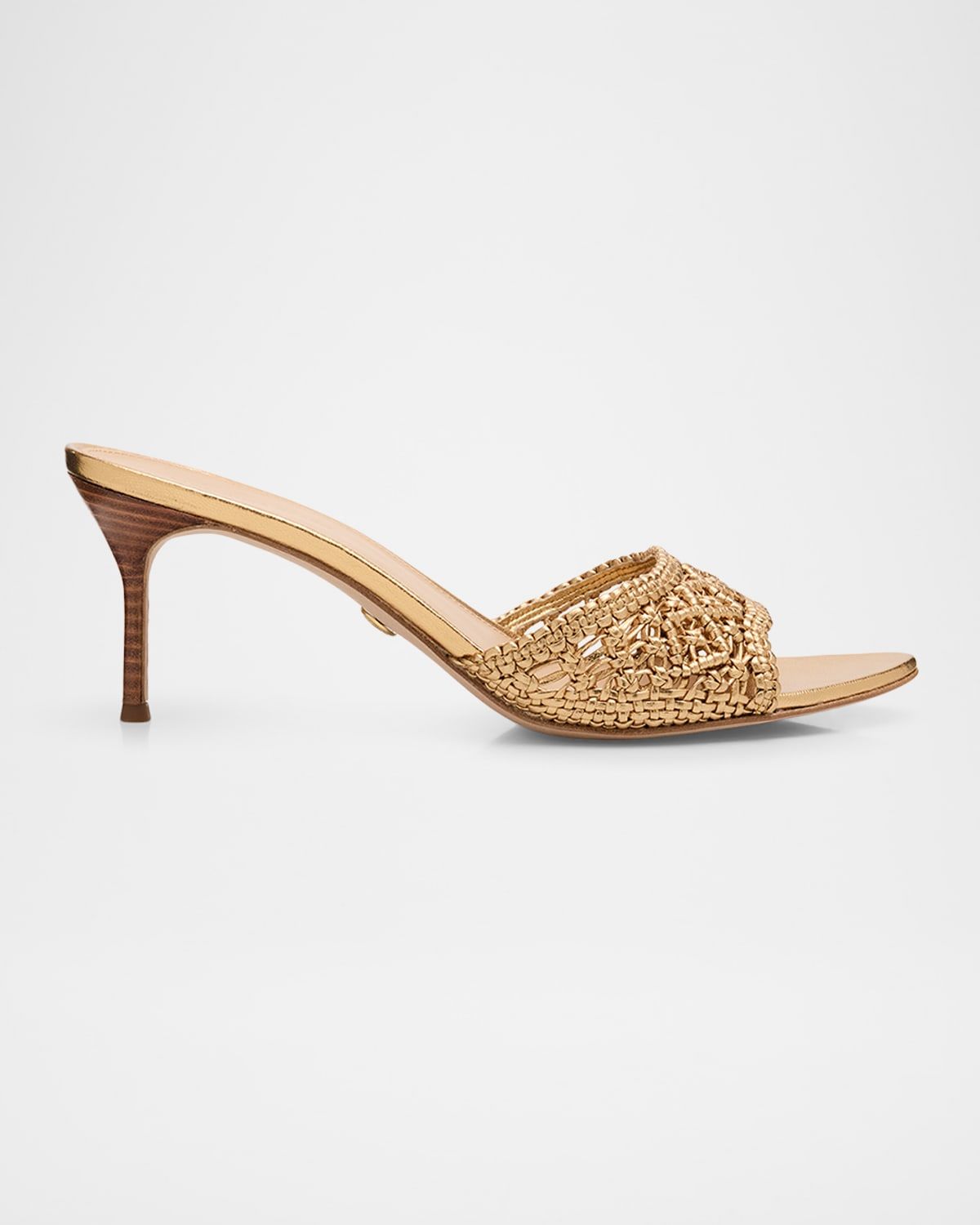 70mm Tia Macrame Metallic Leather Sandals