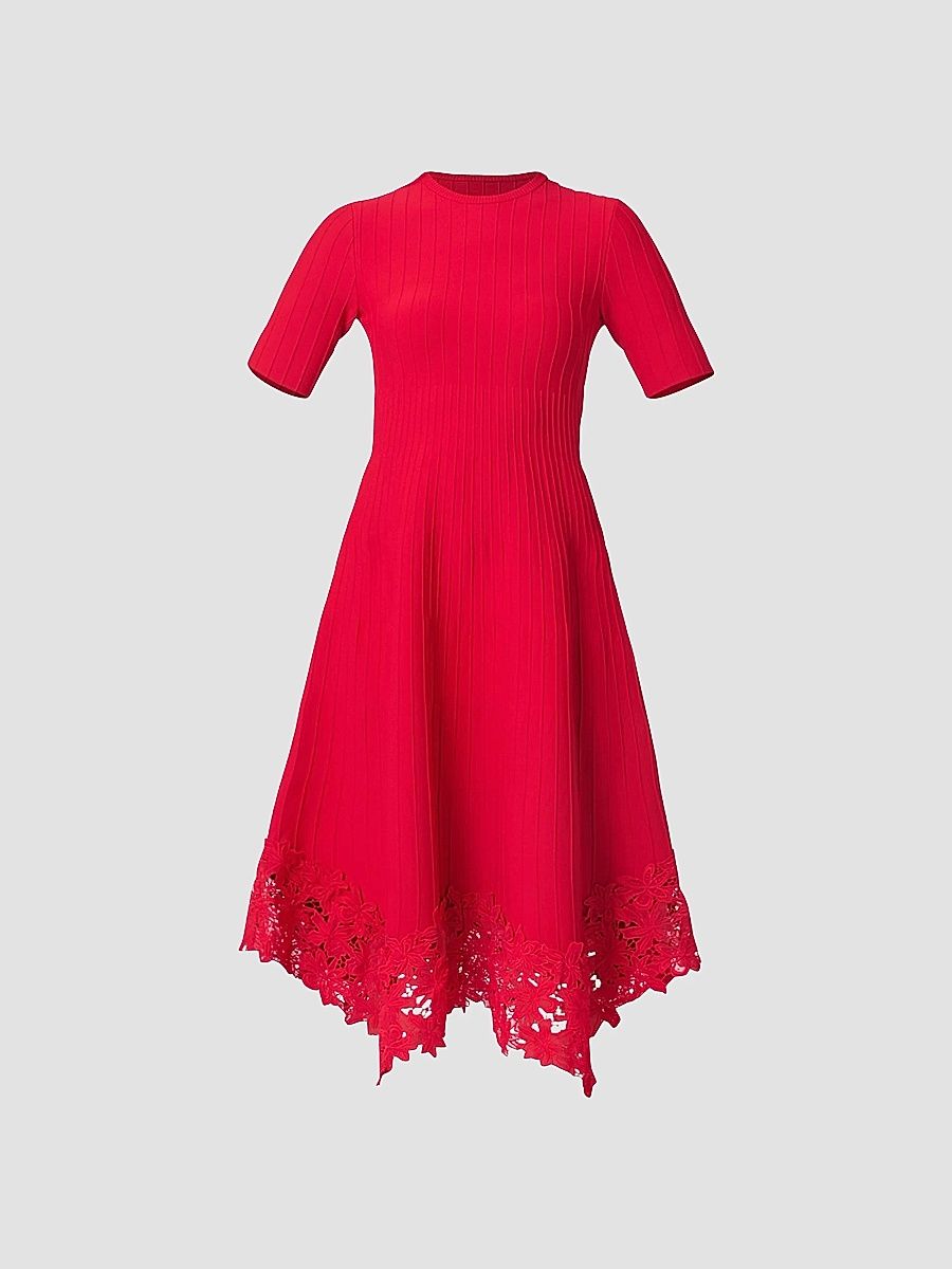 Shoshanna Women's Shailene Knit Fit & Flare Dress - Cherry - Size Small