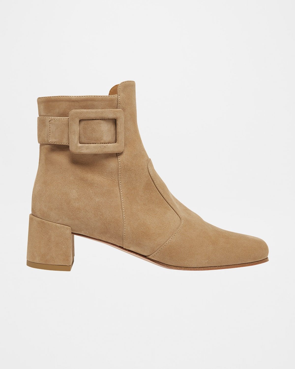 Tres Vivier Suede Buckle Ankle Booties