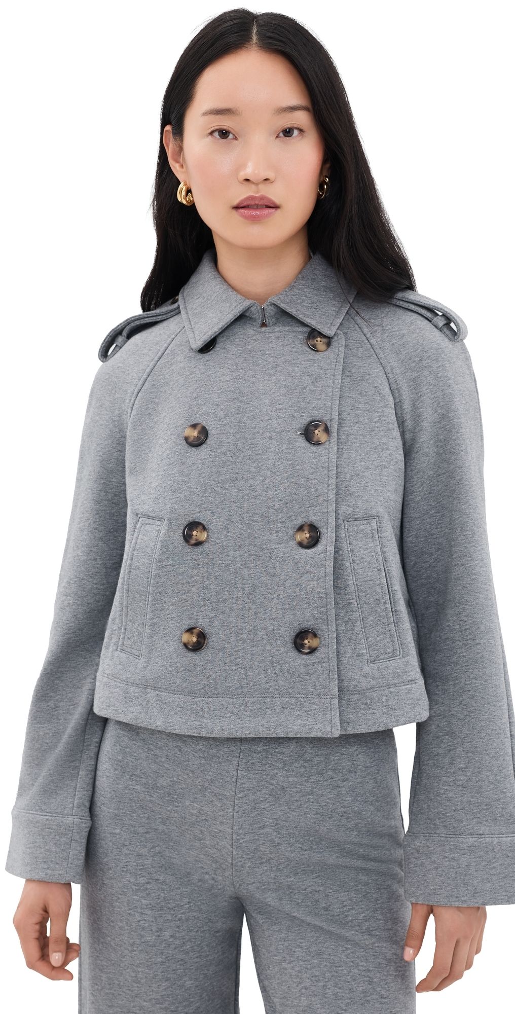Veronica Beard Jean Cropped Conneley Trench Coat Heather Grey S
