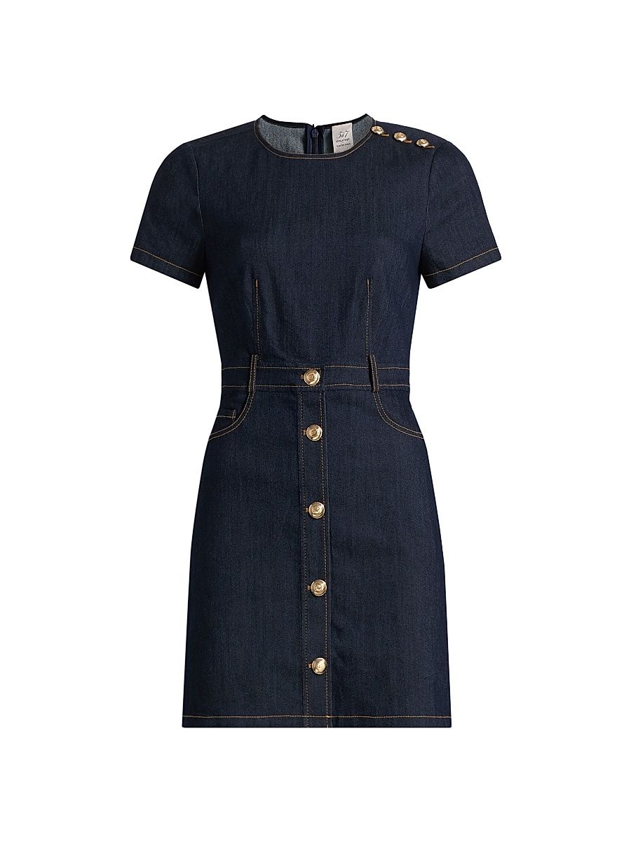 Women's Niya Stretch-Denim Minidress - Indigo - Size 16