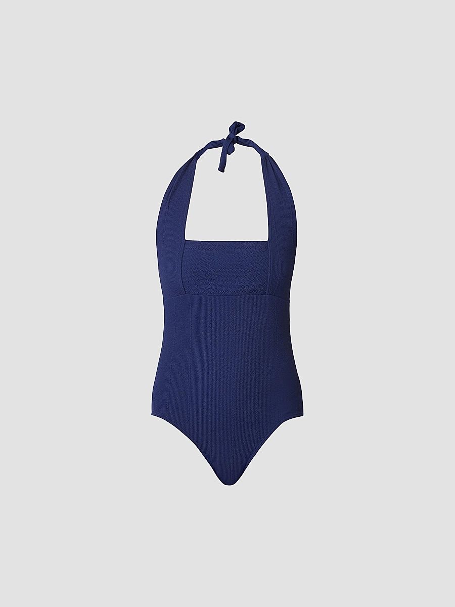 Shoshanna Women's Retro Halter One-Piece Swimsuit - Navy - Size 12