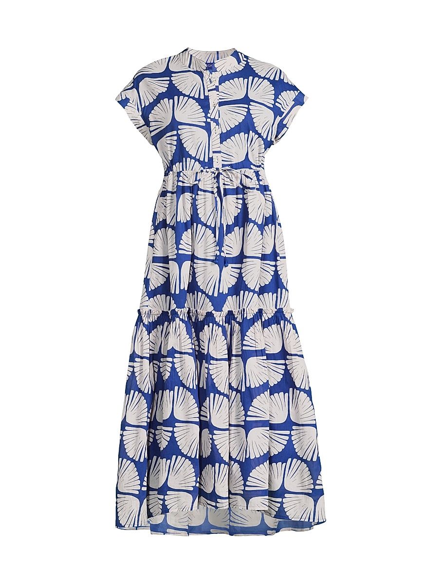 Women's Mumi Geometric-Print Cotton Midi-Dress - Kyle Blue - Size XL