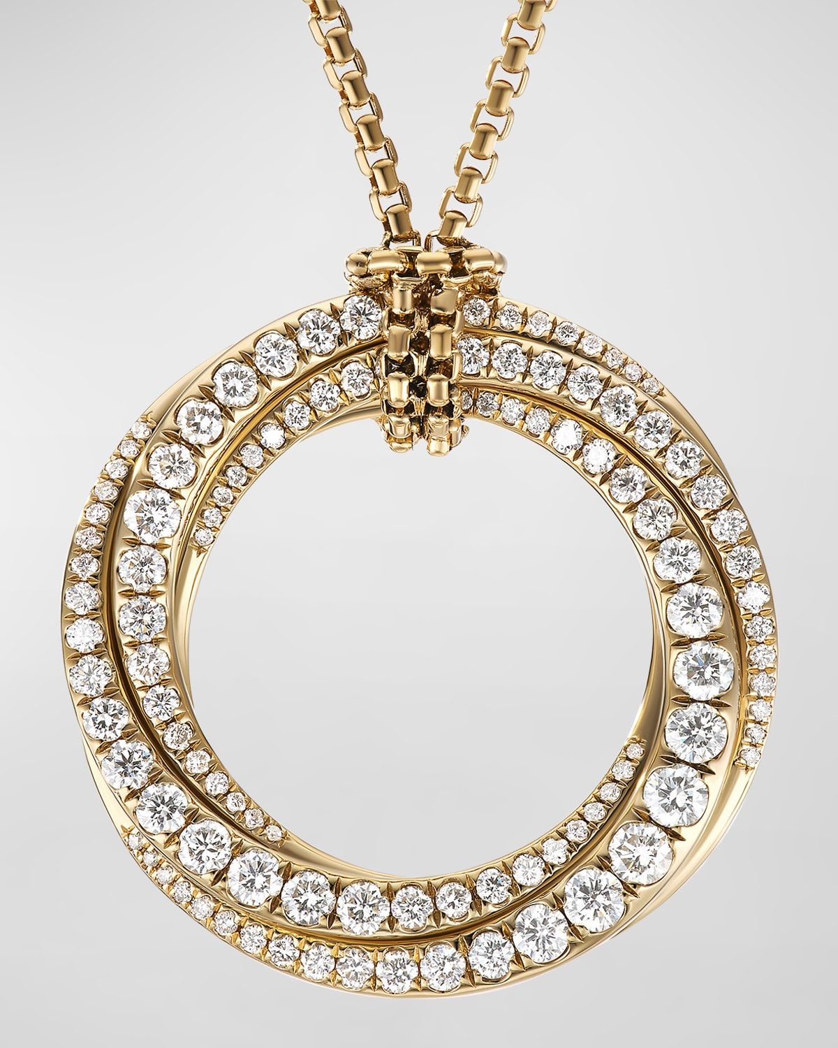 30mm Full Pave Crossover Pendant Slider Necklace with Diamonds and Gold