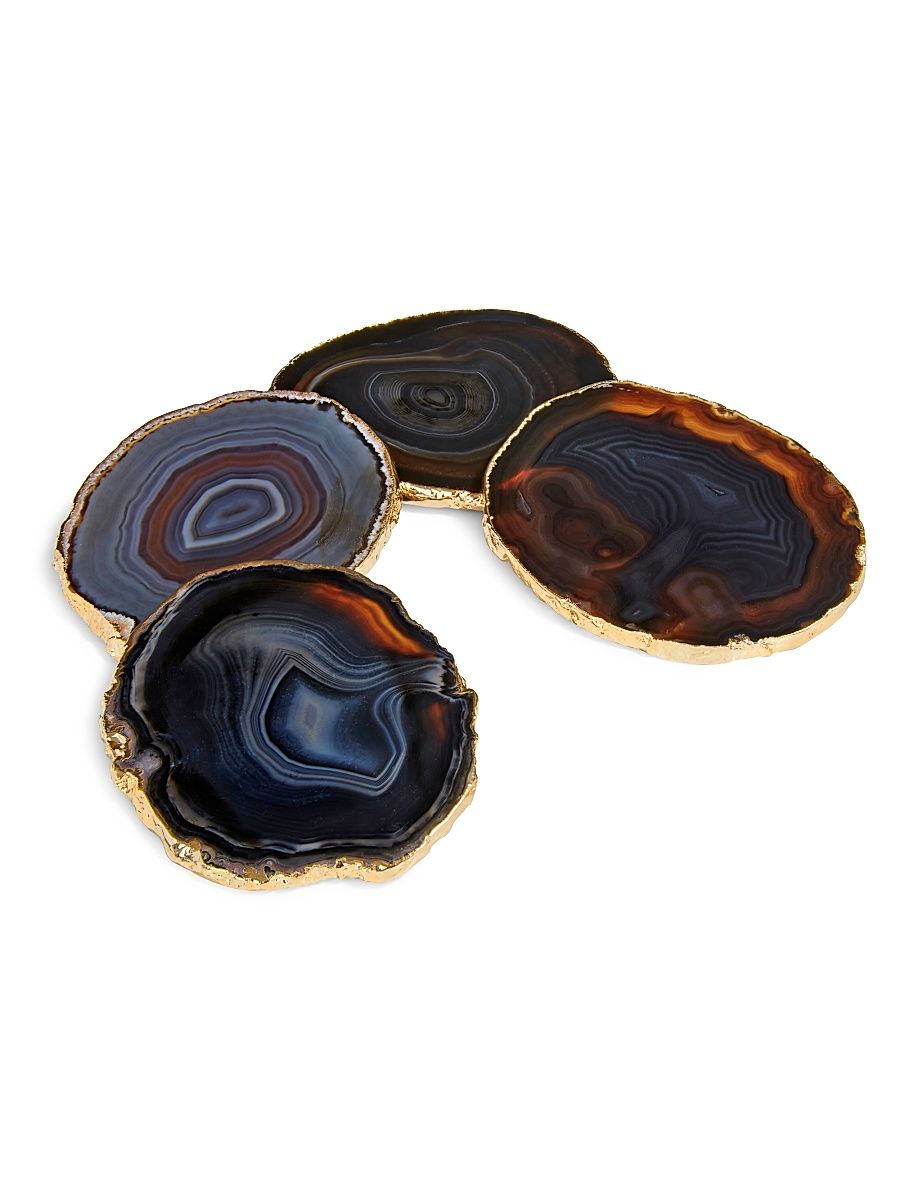 Lumino 4-Piece 24K Gold & Agate Coaster Set