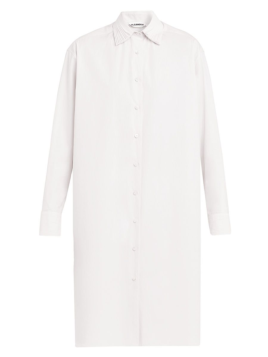 Women's Layered Collar Cotton Poplin Shirtdress - Optic White - Size 16
