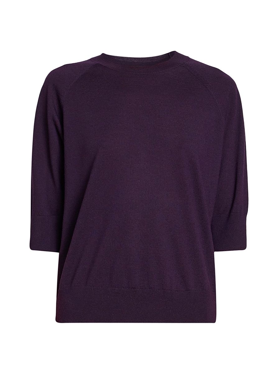 Women's Tuan Merino Wool Crewneck Sweater - Dark Purple - Size Medium
