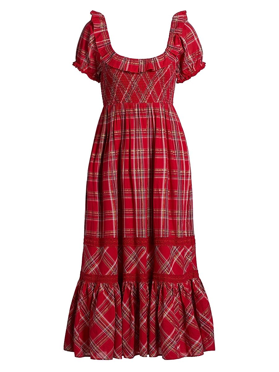 Women's London Tartan Gerania Midi-Dress - Cheery Red - Size Medium