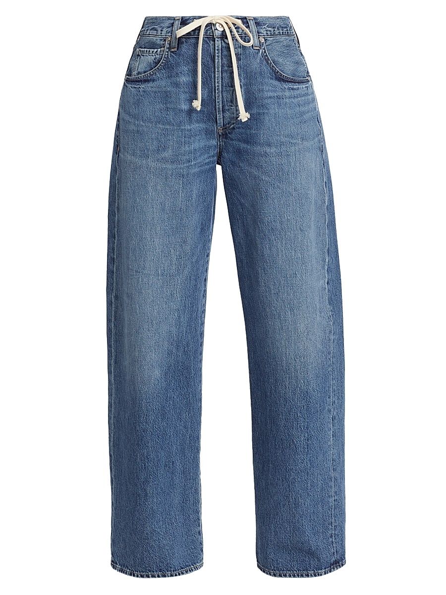 Women's Brynn Drawstring Wide-Leg Jeans - Atlantis - Size 31