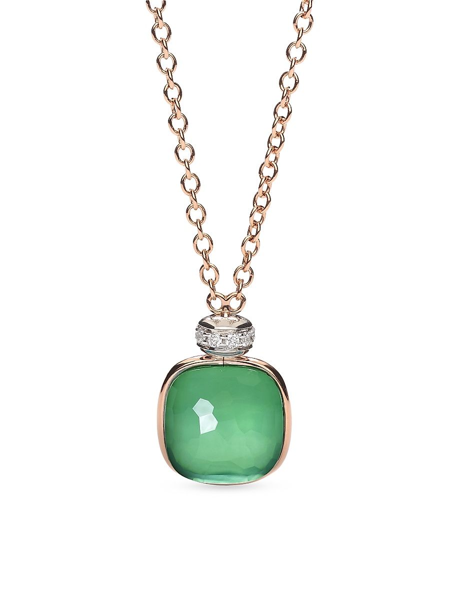 Women's Nudo Two-Tone 18K Gold & Multi-Stone Pendant Necklace - Rose Gold