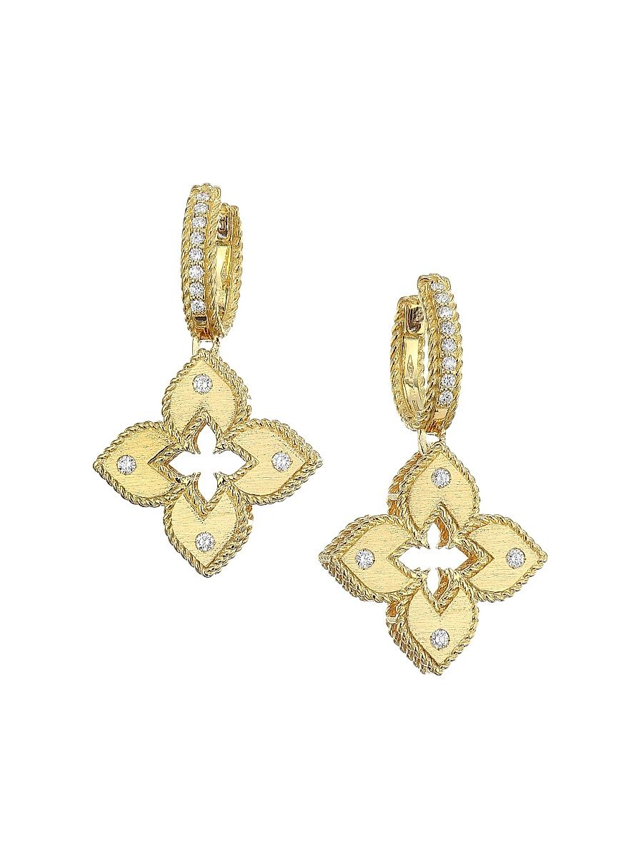 Women's Venetian Princess 18K Yellow Gold & 0.23 TCW Diamond Huggie Drop Earrings - Gold