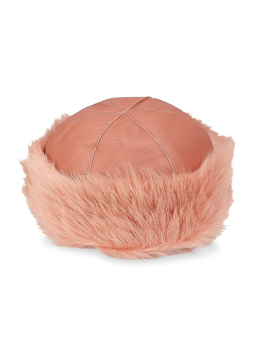 Women's Shearling Hat - Pink