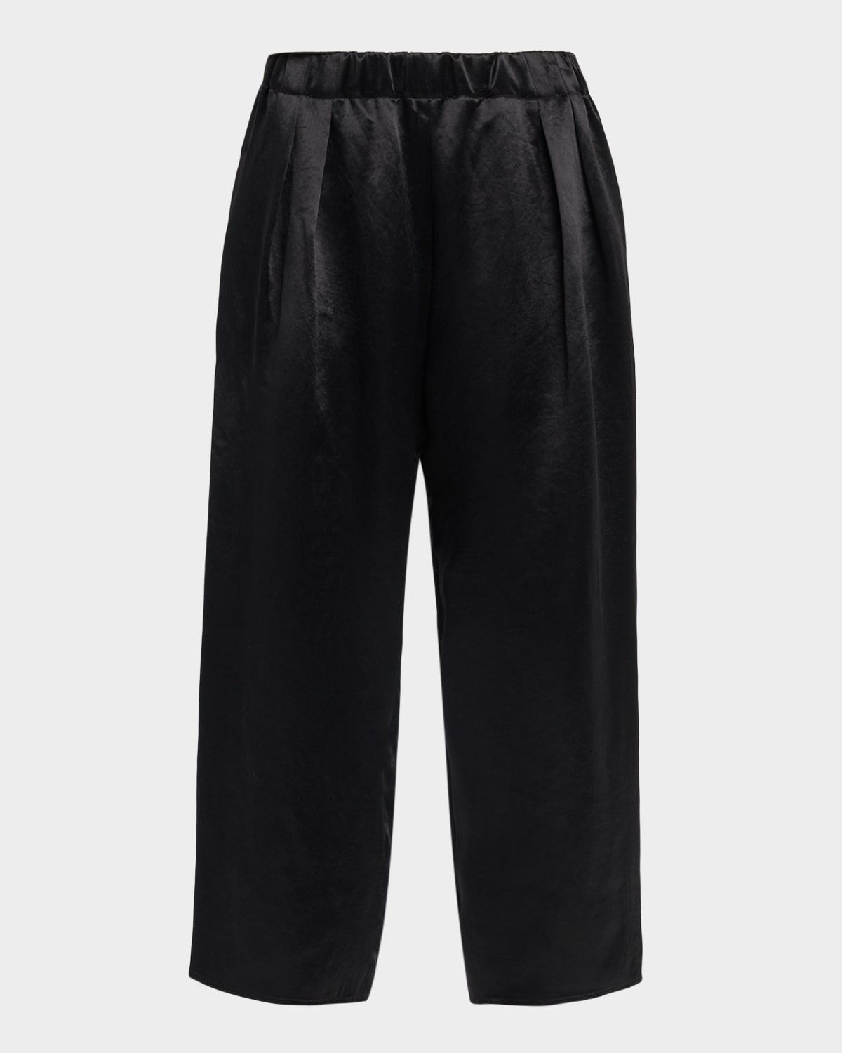 Lyocell Wide-Leg Crop Pull-On Pants