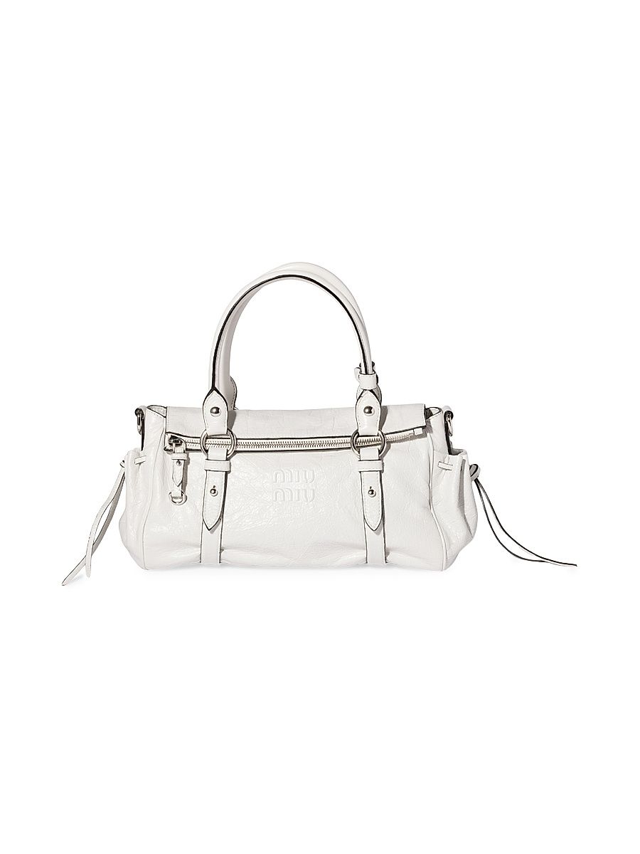 Women's Nappa Leather Top Handle Bag - White