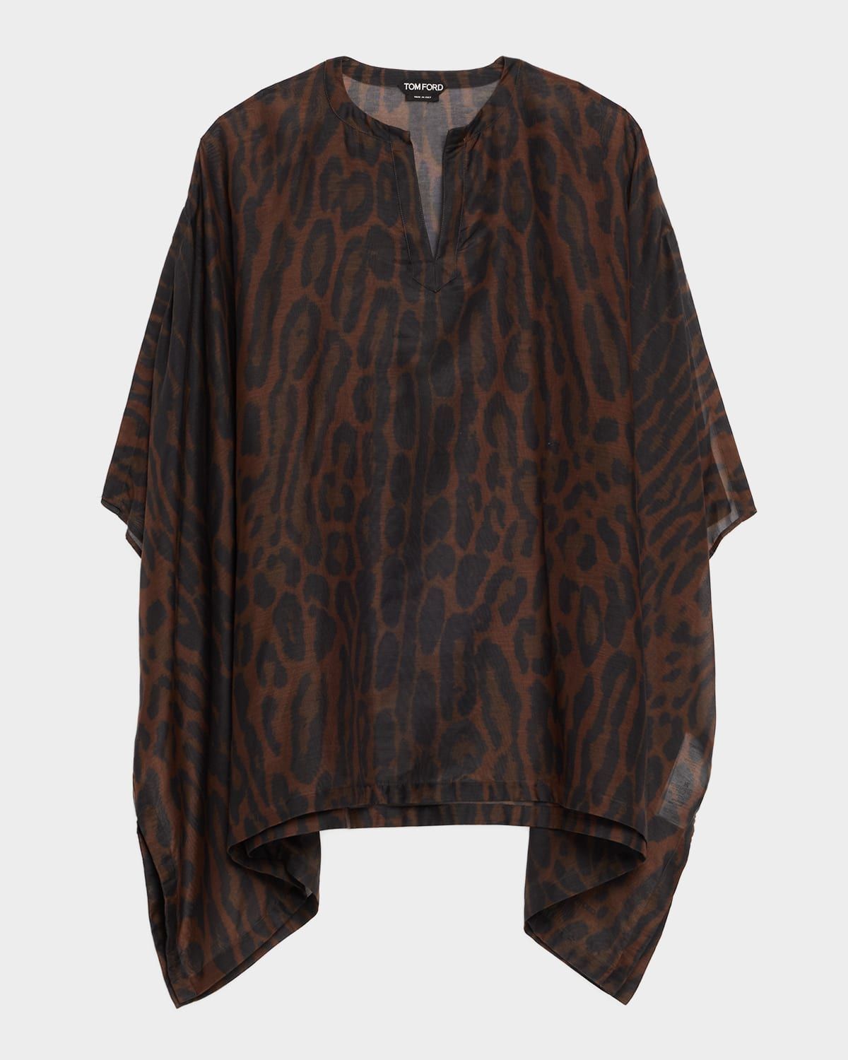 Ocelot-Print Cotton-Silk Mini Kaftan Dress