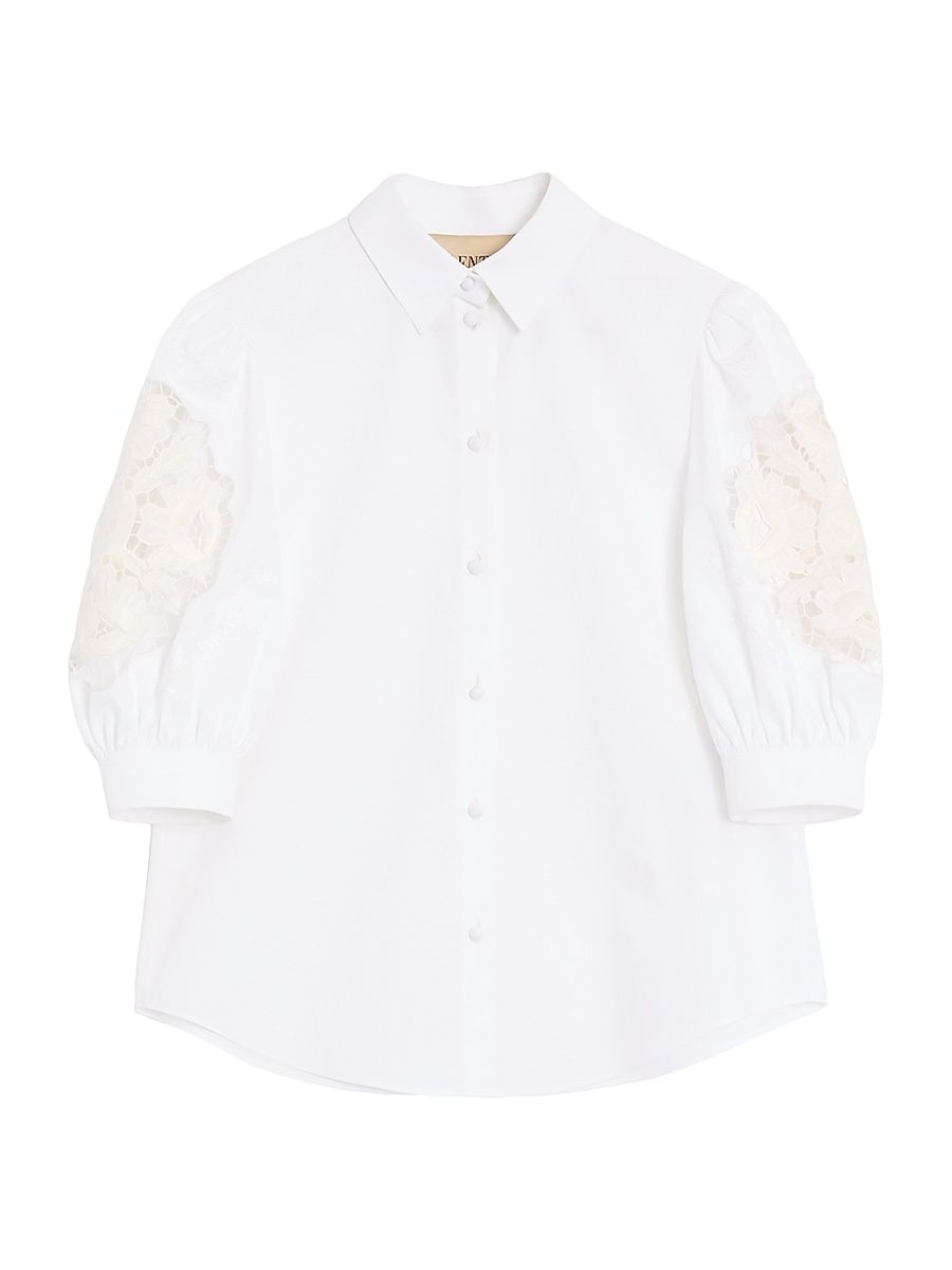 Women's Cotton Popeline Shirt - White - Size 10