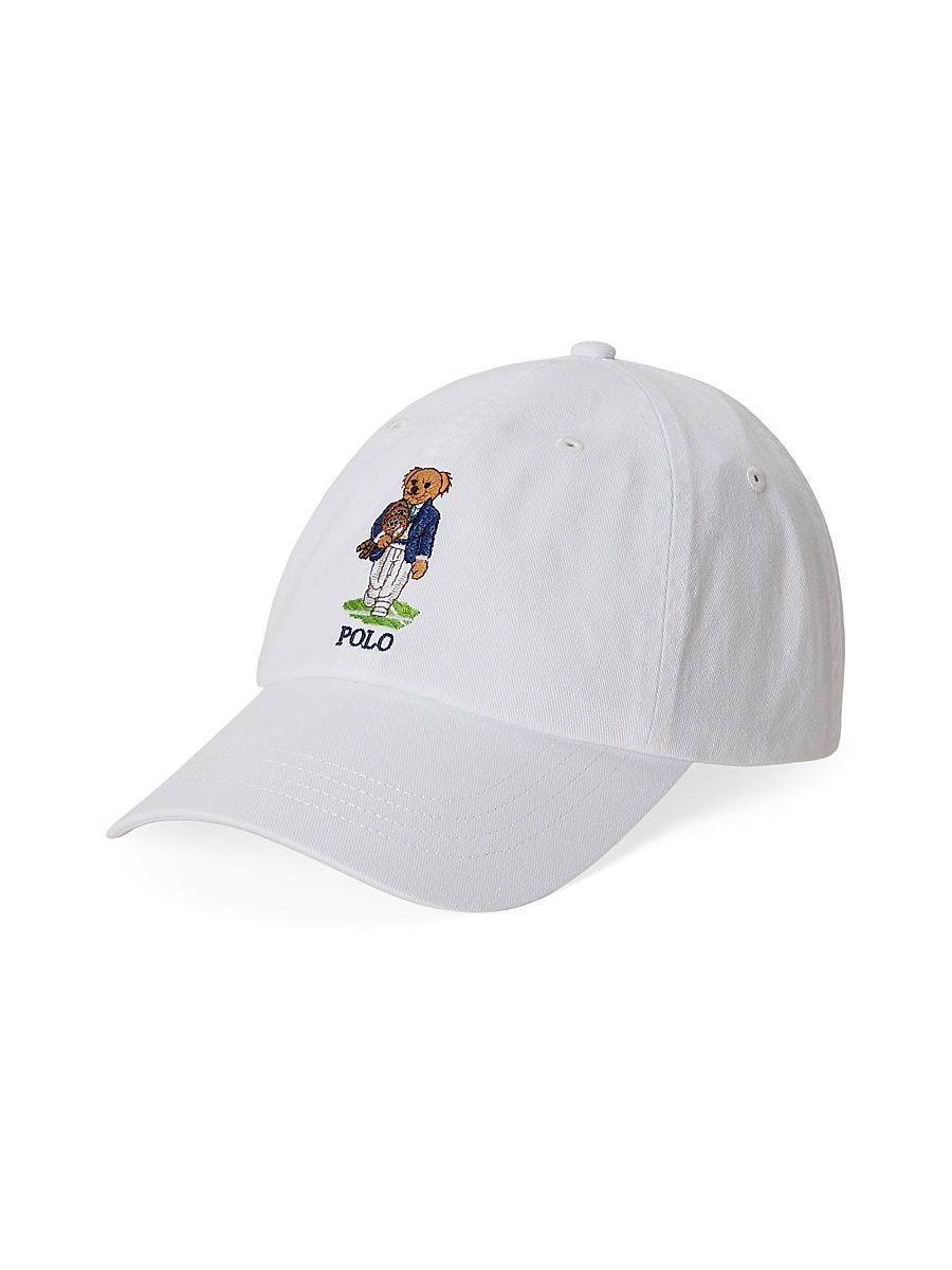 Men's New Bond Polo Bear Cotton Ball Cap - White