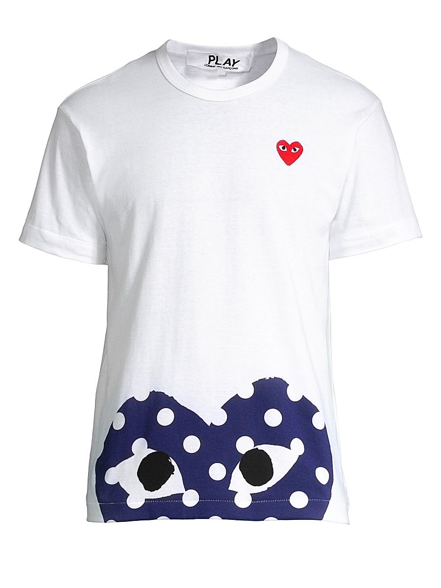 Men's Half Polka Dot Graphic Tee - White - Size Small