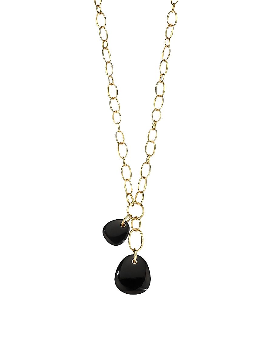 Women's Rock Candy 18K Yellow Gold & Onyx Double-Pebble Pendant Necklace - Yellow Gold