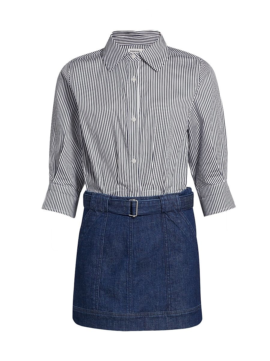 Women's Harlowe Combo Minidress - Indigo Stripe Multi - Size 12