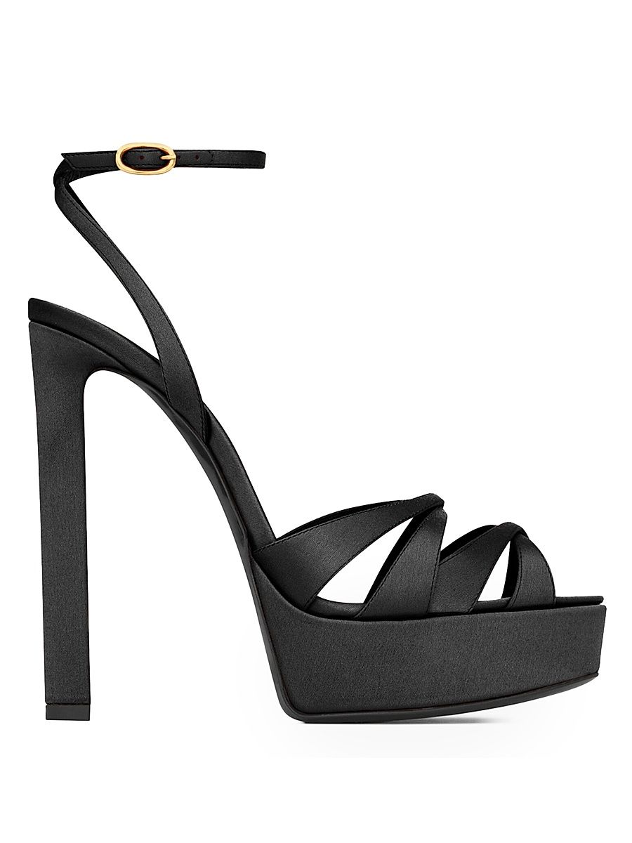 Women's Chandelle Platform Sandals in Satin Crepe - Black - Size 7